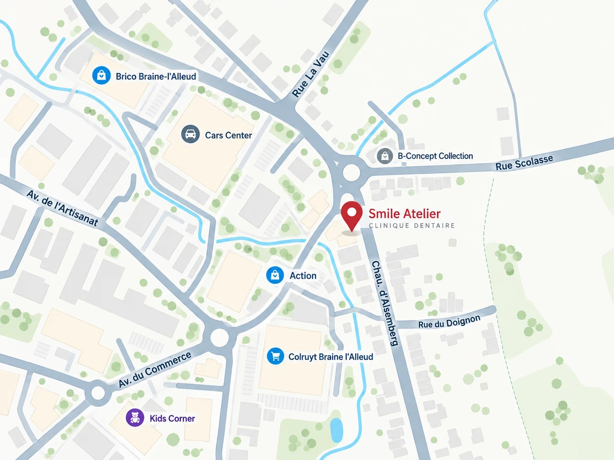 Plan de localisation de Smile Atelier, chaussée d’Alsemberg 385 à Braine-l’Alleud